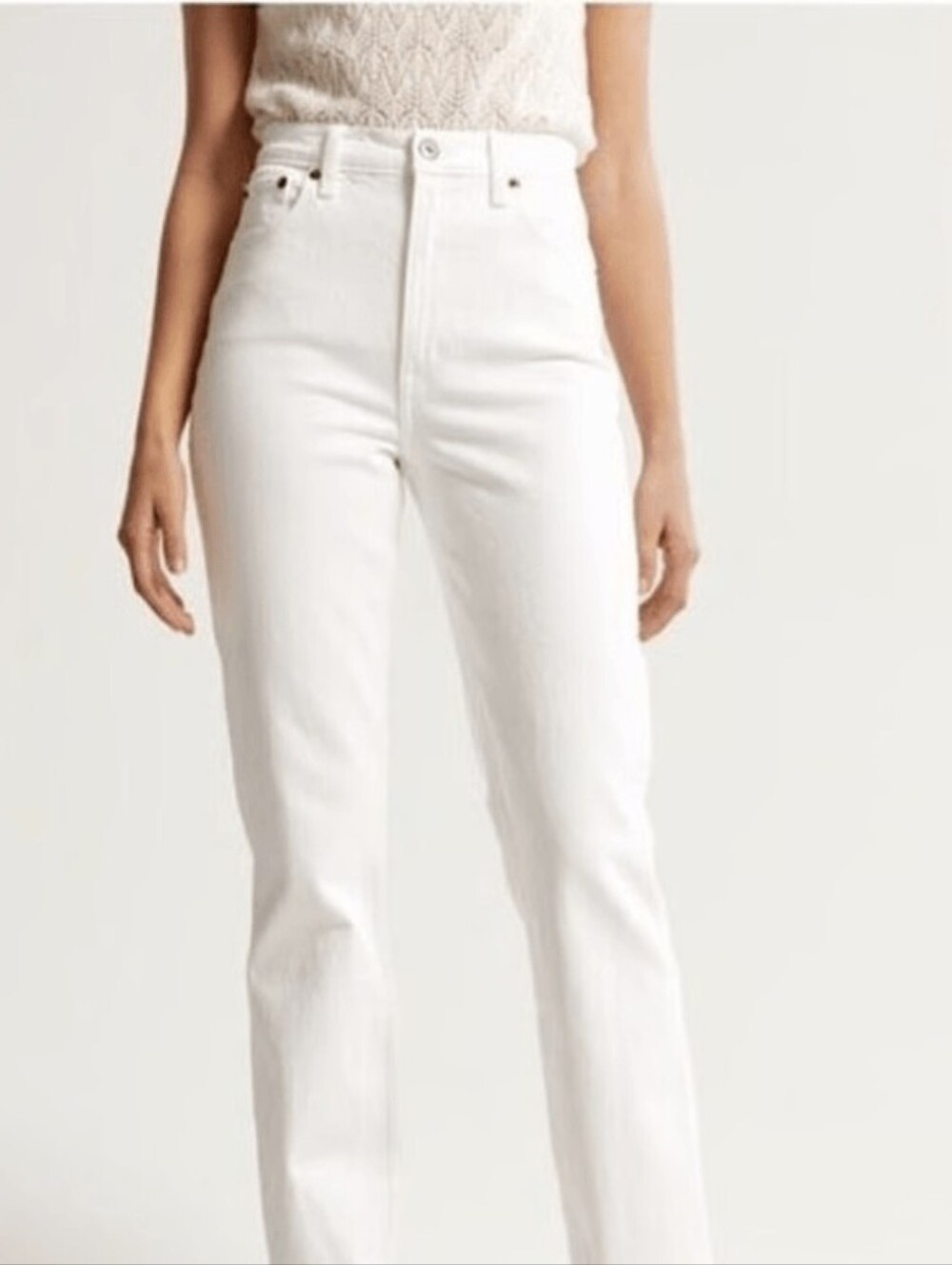 Abercrombie The Slim Straight Ultra High Rise White Jeans